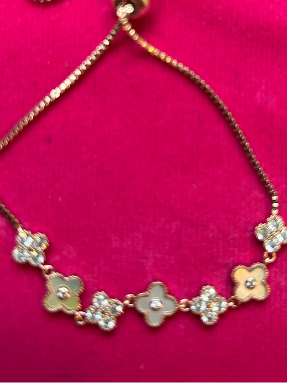 Rose Gold Tone-Floral Cluster Adjustable Bracelet NEW - Picture 3 of 4